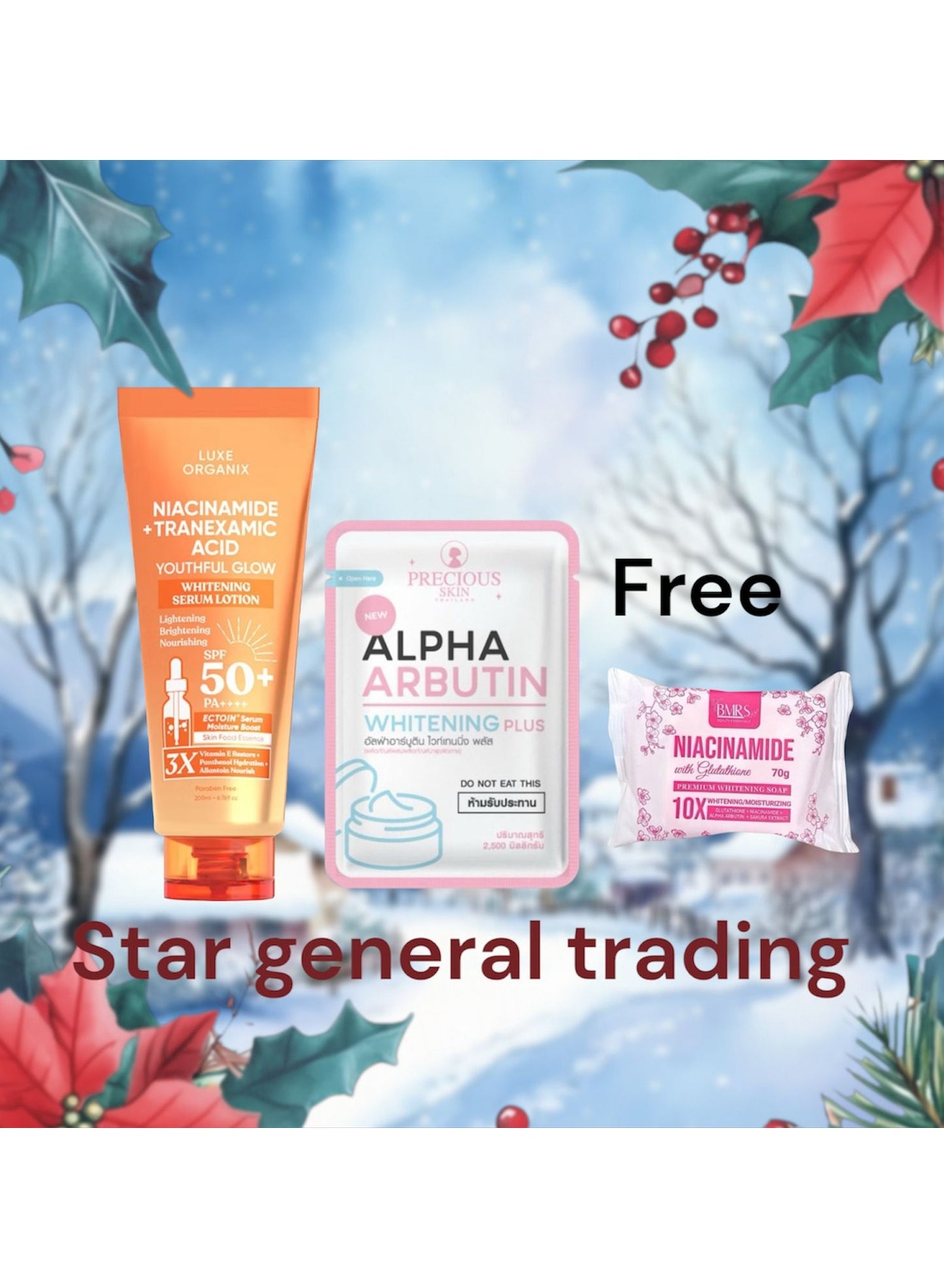 Niacinamide lotion ewith alpha arbutin and free niacinamide soap