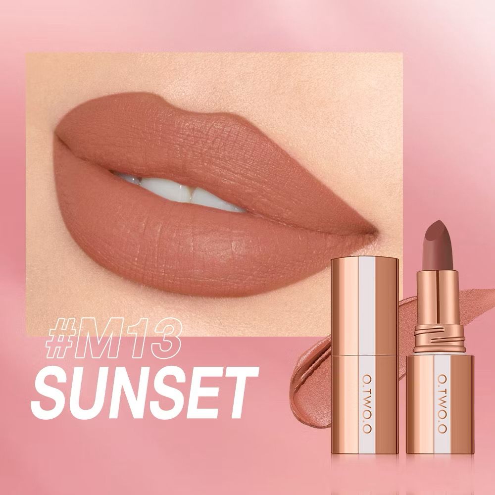 Otwoo shade sunset matte lipstick lock color 24 hour long lasting waterproof